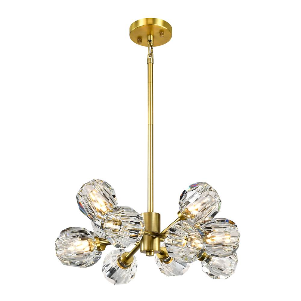 Zeev Lighting 12-Light 24'' Modern Sputnik Aged Brass Crystal Chandelier