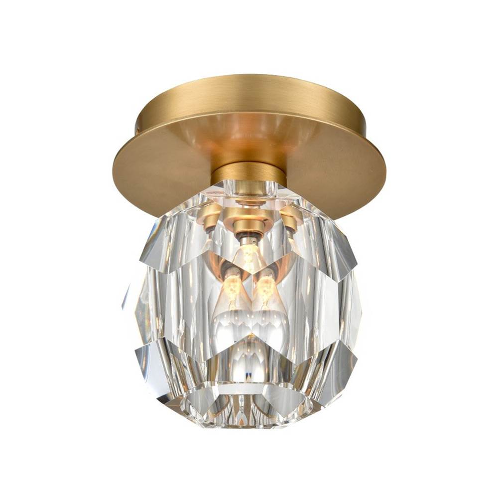 Zeev Lighting 5'' Single Aged Brass Crystal Mini-Flush Mount