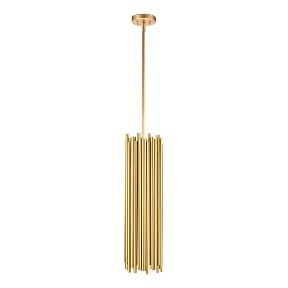 Zeev Lighting 2-Light 8'' Modern Cylindrical Organ Pipe Aged Brass Pendant