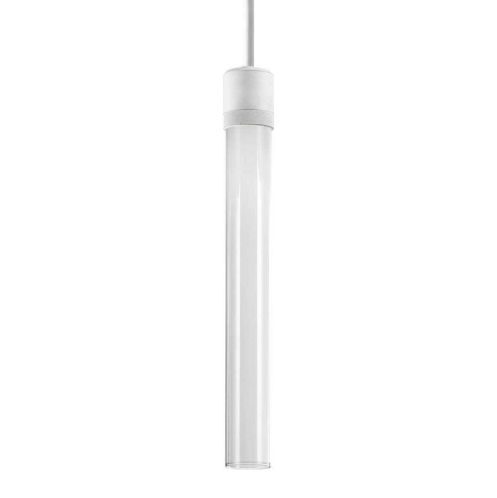 Zeev Lighting 3'' Led 3Cct Vertical Cylindrical Pendant Light, 18'' Clear Glass And Matte White Finish