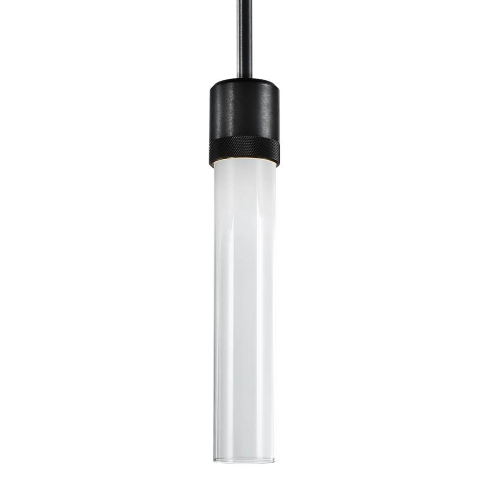 Zeev Lighting 3'' Led 3Cct Cylindrical Pendant Light, 12'' Clear Glass And Satin Brushed Black Finish