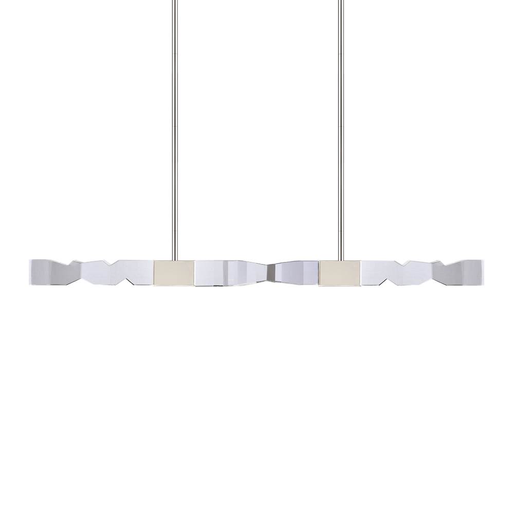 Zeev Lighting Led 3Cct 4-Light 49'' Unique 2''X2'' Carved Crystals Luxury Polished Nickel Linear Pendant
