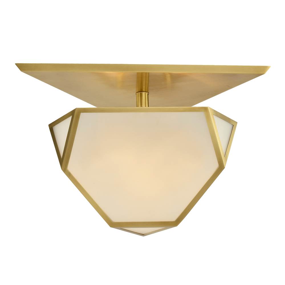 Zeev Lighting 3-Light 21'' Architectural Glass Aged Brass Semi-Flush Mount