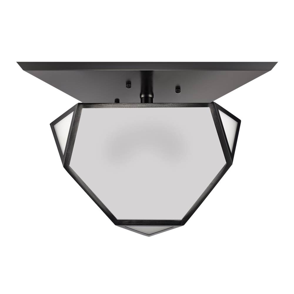 Zeev Lighting 3-Light 21'' Architectural Glass Satin Brushed Black Semi-Flush Mount