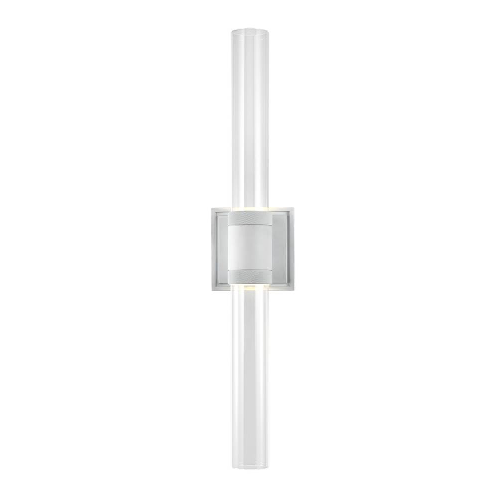 Zeev Lighting Led 3Cct Duo Wall Sconce, 12'' Clear Glass And Matte White Finish