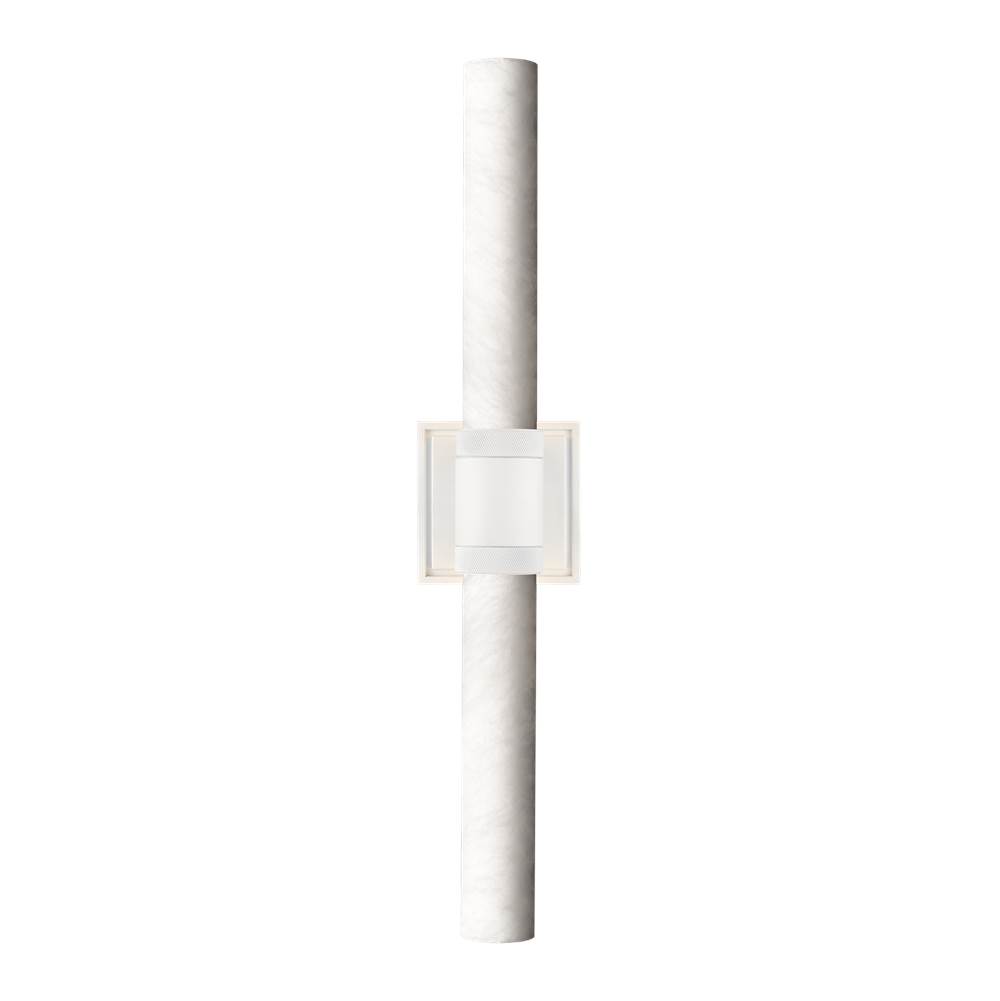 Zeev Lighting Led 3Cct Duo Wall Sconce, 12'' Alabaster Shade And Matte White Finish