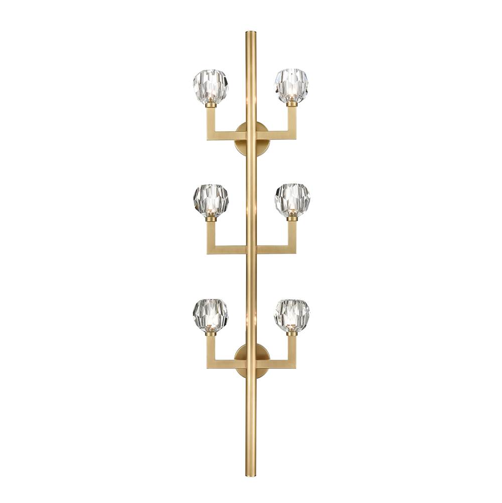 Zeev Lighting 6-Light 60'' Aged Brass Oversized Vertical Crystal Wall Sconce