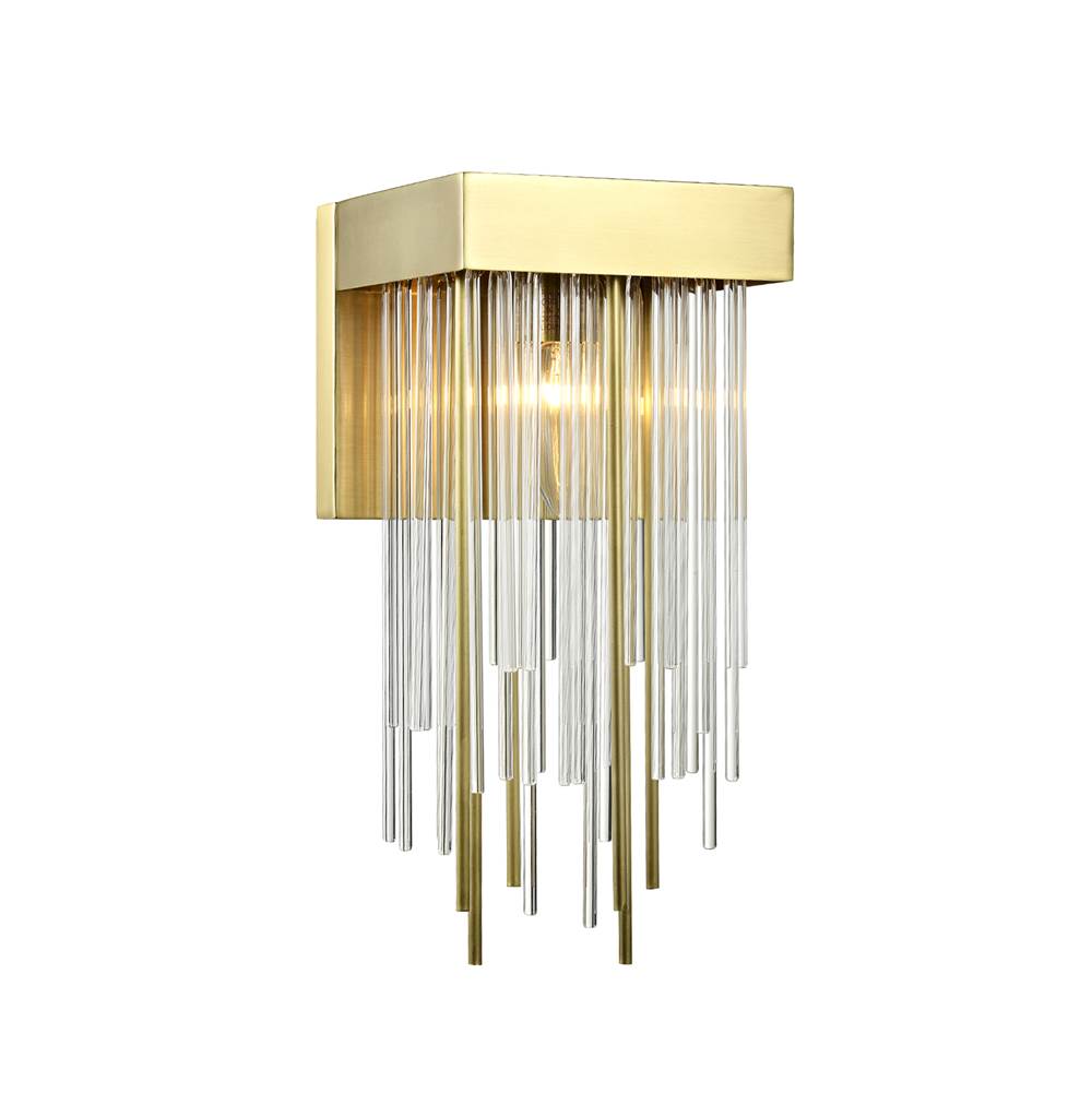 Zeev Lighting 1-Light Aged Brass Vertical Crystal Wall Sconce