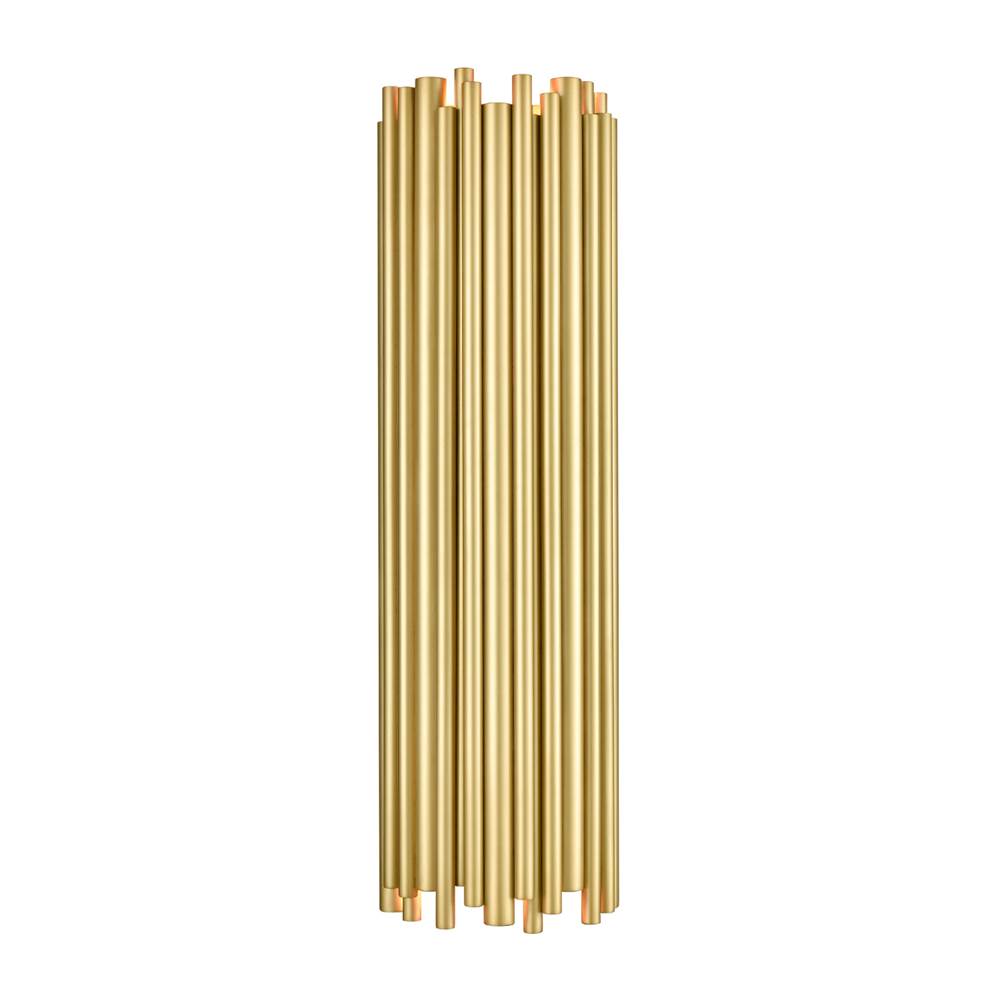 Zeev Lighting 2-Light 8'' Modern Semi-Cylindrical Organ Pipe Aged Brass Vertical Wall Sconce
